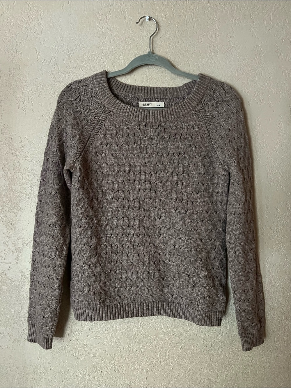 Old Navy Women's Textured cotton blend Crewneck Sweater in brown